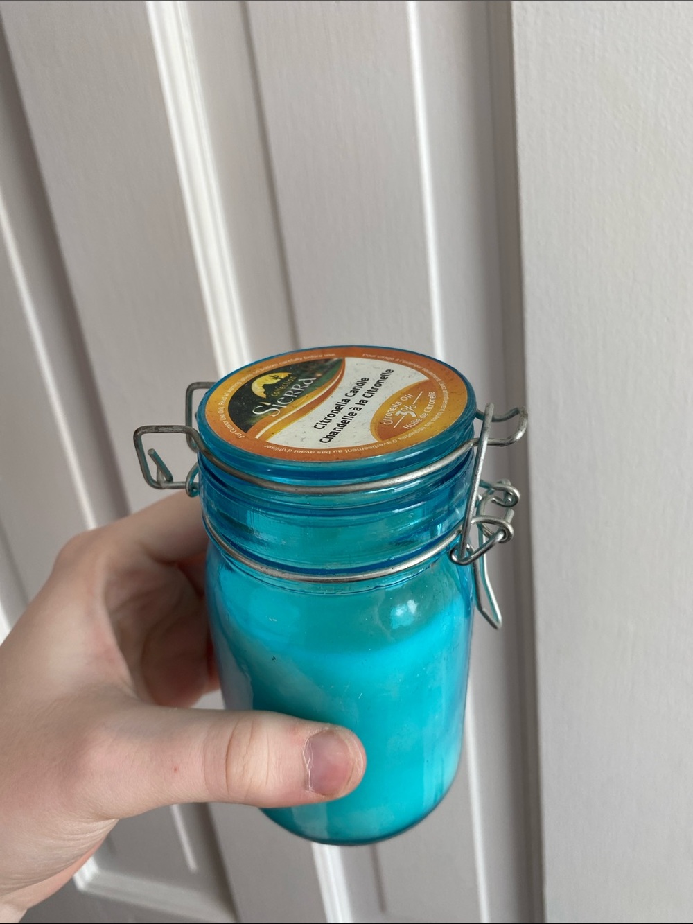 Sierra Turquoise Glass Jar Citronella Candle